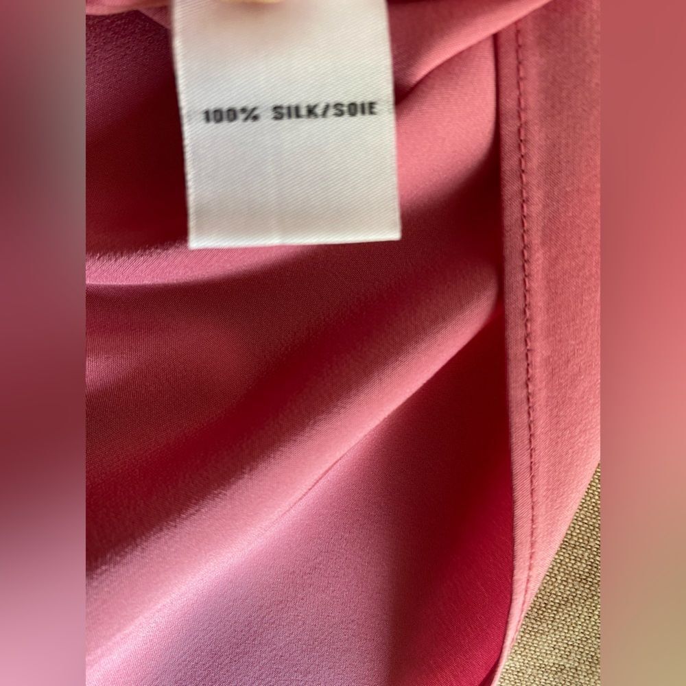 DVF Diane Von Furstenberg BAIRLY LOUCHE Neck Tie Top Blouse Peony Pink Sz 6 - Picture 13 of 15